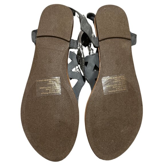 Dressy Grey Rhinestone Bedazzled Sandals Womens Size 10 - Picture 2 of 4